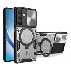 GENERICO - Estuche Anti Golpes Con Soporte Compatible Samsung A14 Plata