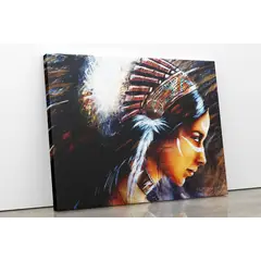 TAYRONA STORE - Cuadro En Lienzo Para Habitaciones Indio Vintage 06 75x60cm