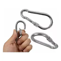 GENERICO - Mosquetón En Rosca Con Seguro De Gancho 8 Cm Alpinista