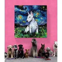 TAYRONA STORE - Cuadro Lienzo Noche Estrellada Perro Bull Terrier Night Aja Trier 50x50cm