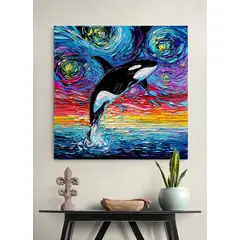 TAYRONA STORE - Cuadro Lienzo Para Habitaciones Noche Estrellada Ballena 80x80cm