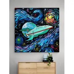 TAYRONA STORE - Cuadro Lienzo Para Habitaciones Noche Estrellada Futurama 60x60cm