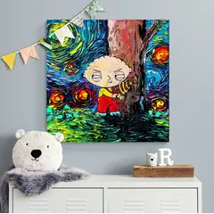 TAYRONA STORE - Cuadro Lienzo Para Habitaciones Noche Estrellada Stewie 80x80cm