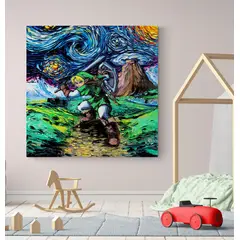 TAYRONA STORE - Cuadro Lienzo Para Habitaciones Noche Estrellada Zelda 60x60cm