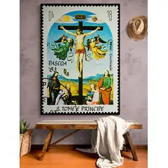 TAYRONA STORE - Cuadro En Lienzo Para Habitaciones Jesus Estampilla 041 100x150cm