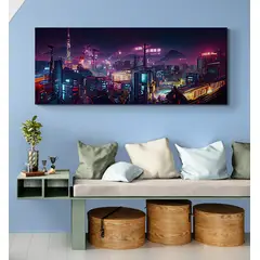 TAYRONA STORE - Cuadro Lienzo Para Habitaciones Pintura Ciudad 194 125x50cm