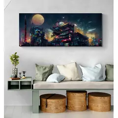 TAYRONA STORE - Cuadro Lienzo Para Habitaciones Pintura Ciudad 196 125x50cm