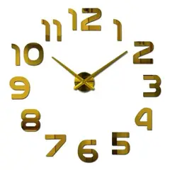 AMERICO SHOP - Reloj de Pared 3D Dorado Decorativo Diseño Moderno