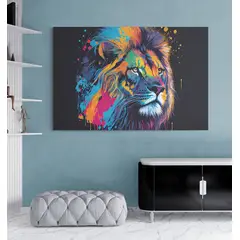 TAYRONA STORE - Cuadro Lienzo Para Habitaciones Leon Colores 085 150x100cm