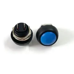 GENERICO - Pulsador Redondo Plastico 12mm 6a 2 Pines AZUL