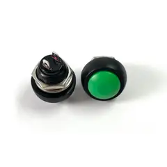 GENERICO - Pulsador Redondo Plastico 12mm 6a 2 Pines VERDE