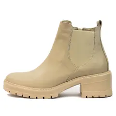 VIAR - Botines Cuero Mujer Chelsy Beige