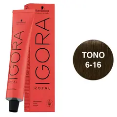 SCHWARZKOPF - Tinte Igora Royal 6-16 Rubio Oscuro Ceniza Marrón