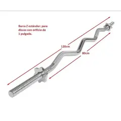 GENERICO - Barra En Z Para Pesas Cromada 120cm