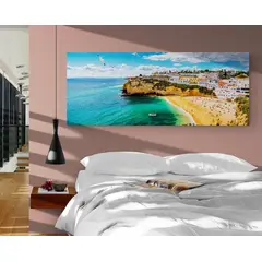 TAYRONA STORE - Cuadro En Lienzo Para Habitaciones Portugal Costa Playa 165 125x50cm