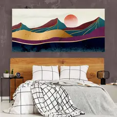 TAYRONA STORE - Cuadro En Lienzo Para Habitaciones Atardecer Minimalista 025 125x50cm