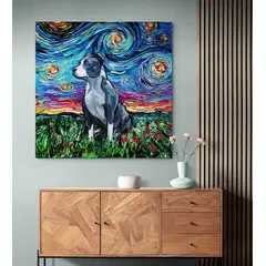 TAYRONA STORE - Cuadro Lienzo Para Habitaciones Noche Estrellada Pitbull 01 50x50cm.