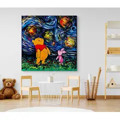 TAYRONA STORE - Cuadro Lienzo Para Habitaciones Noche Estrellada Winnie Pooh 90x90cm