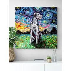 TAYRONA STORE - Cuadro Lienzo Habitacion Noche Estrellada Perro Gran Danes 02 90x90cm