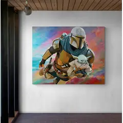 TAYRONA STORE - Cuadro En Lienzo Para Habitaciones Star Wars Baby Yoda 02 75x60cm