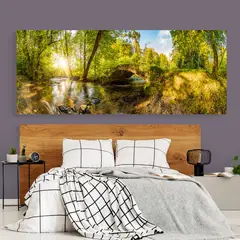 TAYRONA STORE - Cuadro Lienzo Para Habitaciones Atardecer Bosque 002 100x40cm