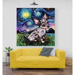 TAYRONA STORE - Cuadro Lienzo Noche Estrellada Perro Chihuahua Merle Teacup Night 50x50cm