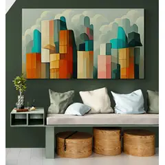 TAYRONA STORE - Cuadro Lienzo Para Habitaciones Pintura Ciudad 182 150x85cm