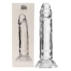 GENERICO - Dildo Consolador Adherente Pene Texturizado Silicona Transparente