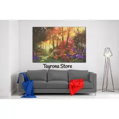 TAYRONA STORE - Cuadro Lienzo Para Habitaciones Bosque Fantasía 02 70x50cm