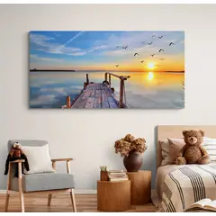 TAYRONA STORE - Cuadro En Lienzo Para Habitaciones Muelle Atardecerr 003 120x60cm