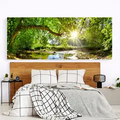 TAYRONA STORE - Cuadro Lienzo Para Habitaciones Atardecer Bosque 001 125x50cm