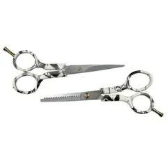 TURBOX - Set Tijeras Profesionales Lisa y Entresacadora De 22 Dientes