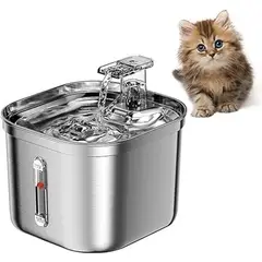 GENERICO - Fuente De Agua Para Mascotas 2 Litros Acero Inoxidable