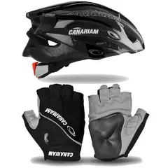 CANARIAM - Combo Casco + Guantes C1 Patinaje Negro talla L