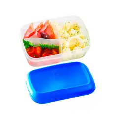 POLIMES - Recipiente To Go Rectangular Divi de 1 L LS01 Azul