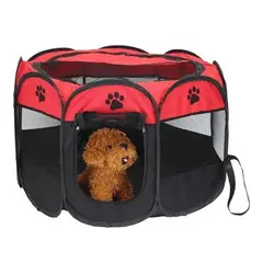GENERICO - Corral Plegable Gato Y Perro Casa Portátil Mascotas ROJO