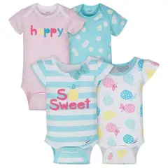 GERBER - Bodies manga corta Happy- pack x4