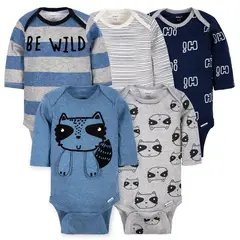 GERBER - Bodies manga larga Mapache - pack x 5