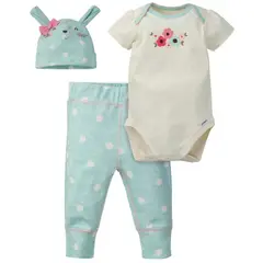 GERBER - Conjunto orgánico conejito floral - pack x3.