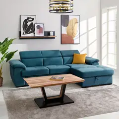 GENERICO - Sofá cama en L en living sala de estar Muebles Moderno en Color Azul
