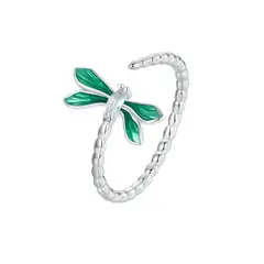 GENERICO - Anillo Ajustable Para Mujer Libélula Con Ópalo En Plata 925