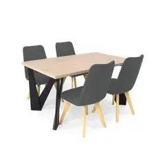 VENECIA - Set de Comedor 4P Brixton con Sillas Evora Gris