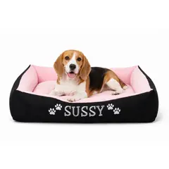 GENERICO - Cama Para Perros Lavable Bordada con su nombre 70 x 55 cm Rosado