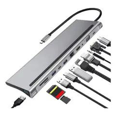 SHENGKE - Hub Multipuertos Usb C 11 En 1 Red Gigabit Hdmi 4k Soporte