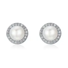 ALHAJAS - Aretes Topos Elegantes Perlas Con Circones Para Mujer En Plata 925
