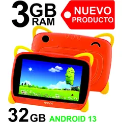 KRONO - Tablet Niños 3GB RAM Android 13 32GB Wifi NARANJA