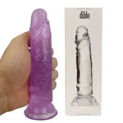 GENERICO - Dildo Consolador Pene Texturizado +Grueso Brillante Morado