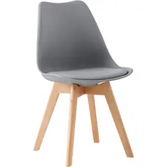MOBLIHOUSE - Silla De Comedor Eames Asiento De Piel Sintética Pata En Madera