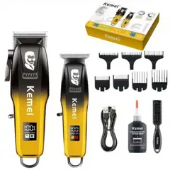 KEMEI - Combo Profesional Para Barberia Patillera + Peluquera Dorada