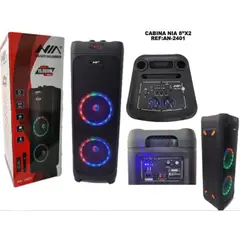 NIA - Equipo de Sonido Cabina Recargable Bluetooth FM USB 15000W LED